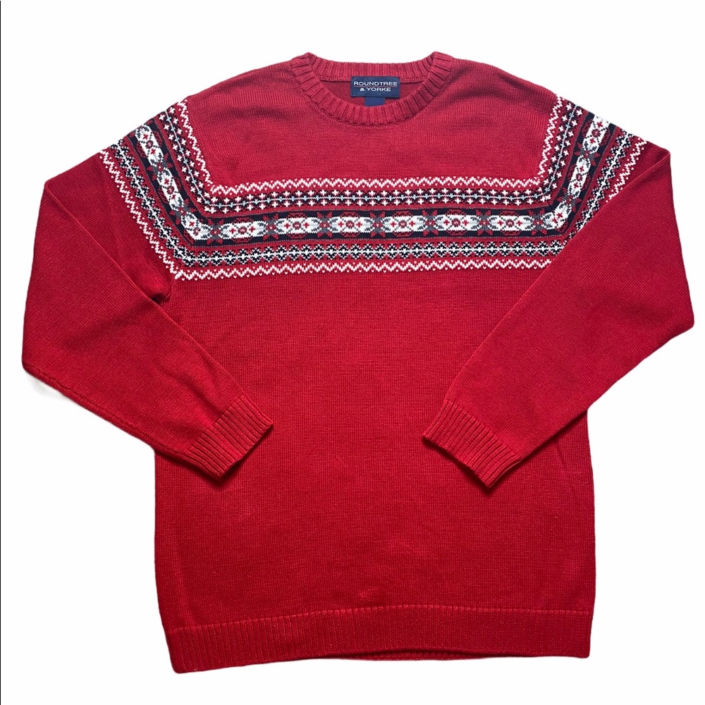 Roundtree & Yorke Crew Neck Red Pullover Sweater
